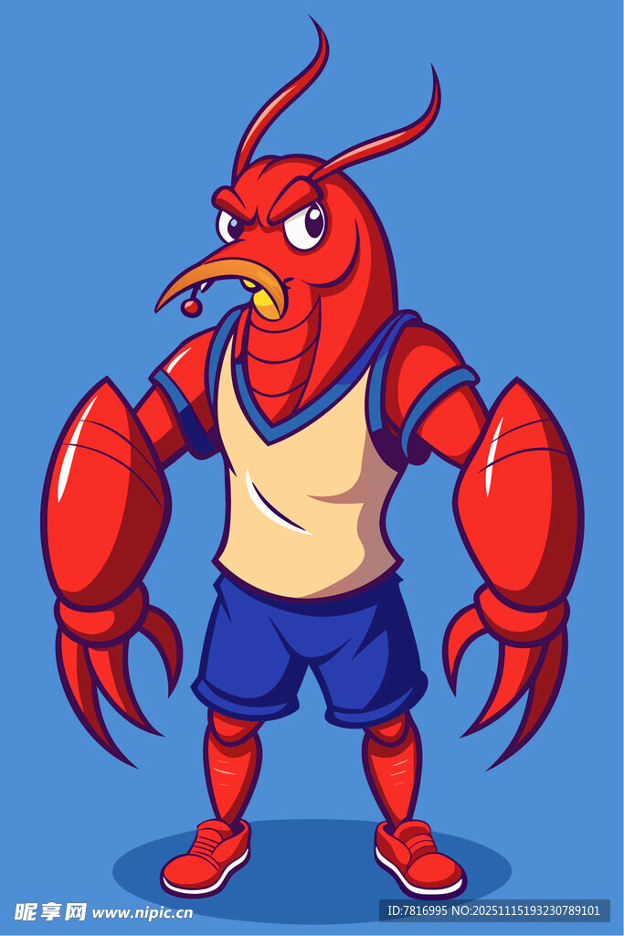 卡通螃蟹运动员