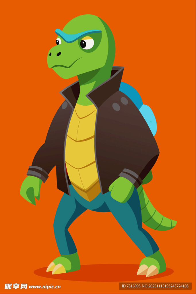 行走的卡通绿恐龙