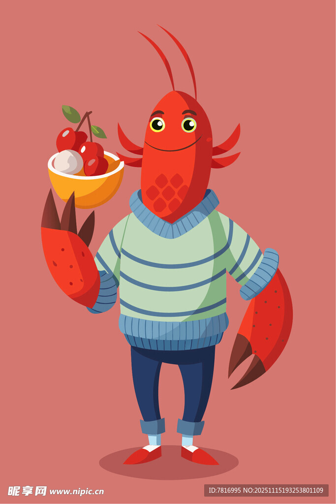 时尚龙虾手持甜点