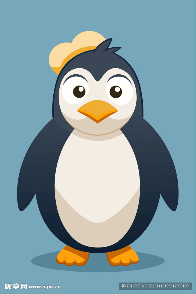 戴帽企鹅卡通形象