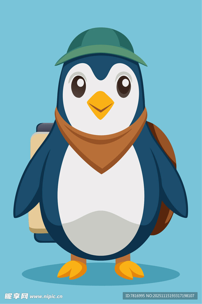 背着背包的可爱小企鹅