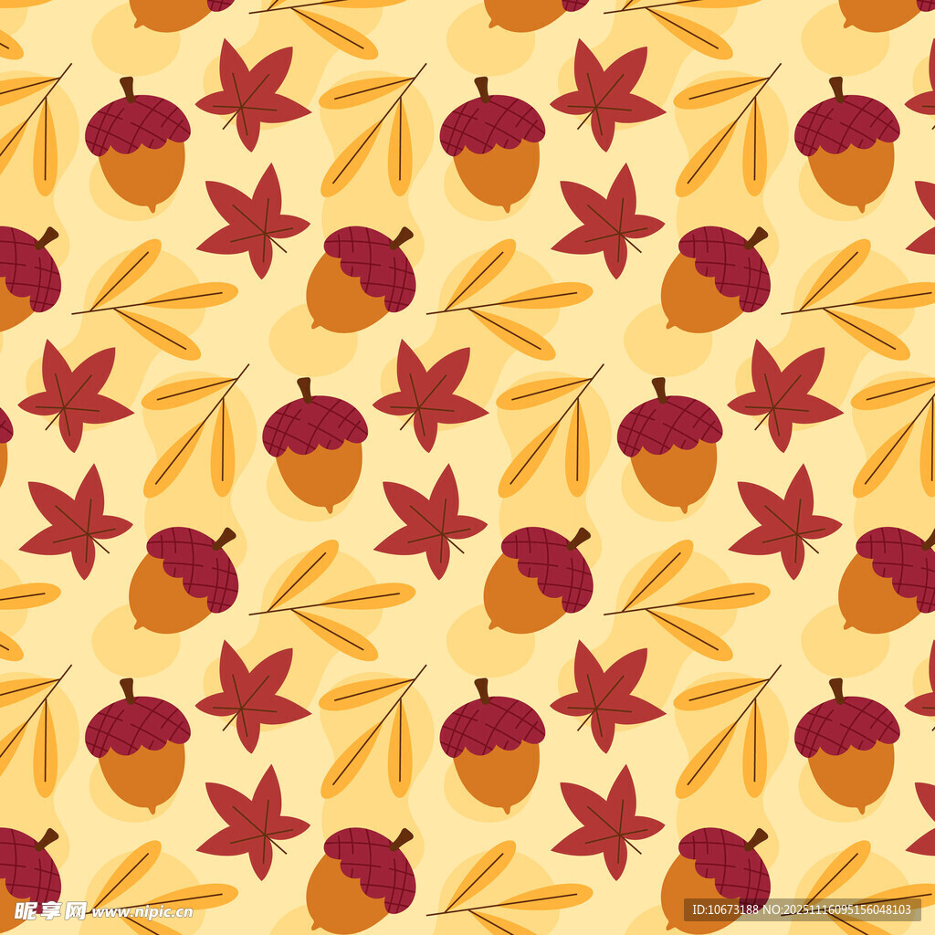 秋季橡果枫叶图案背景