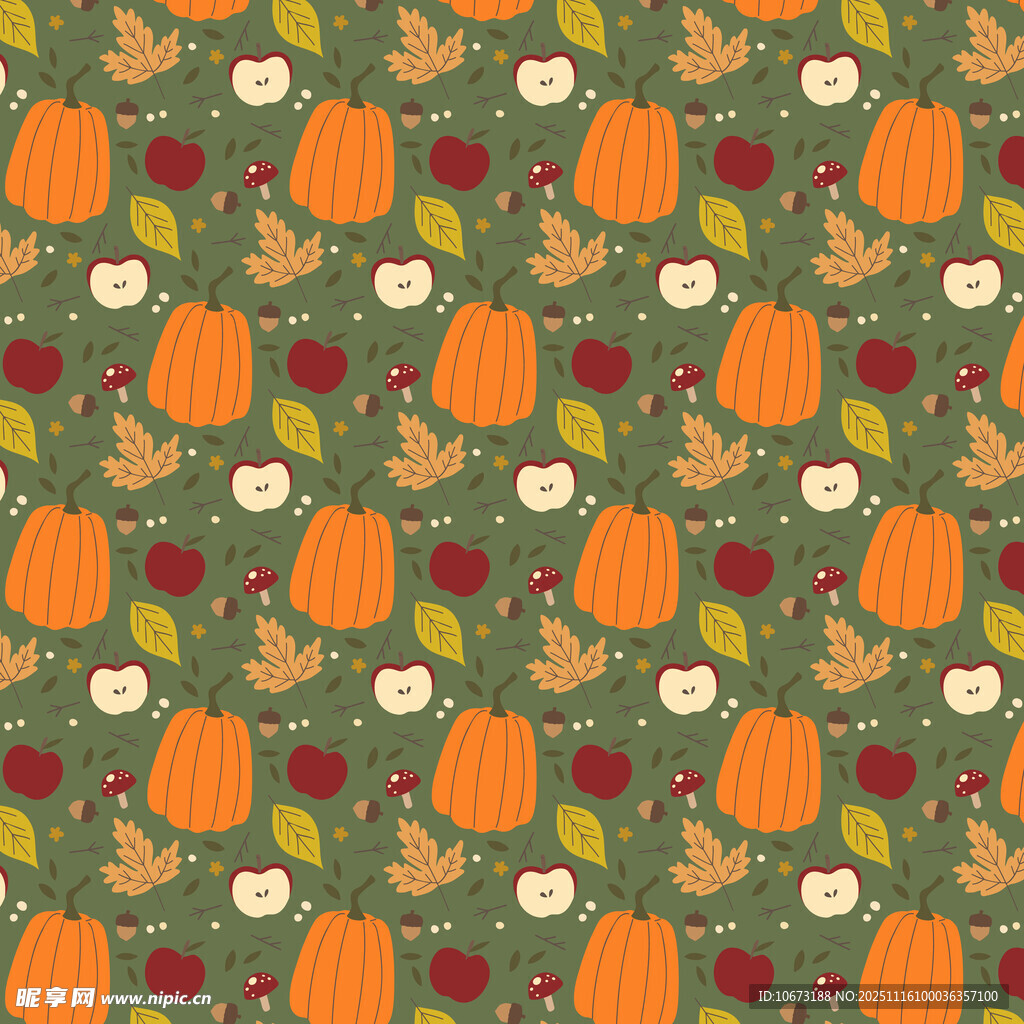 秋季南瓜树叶图案背景