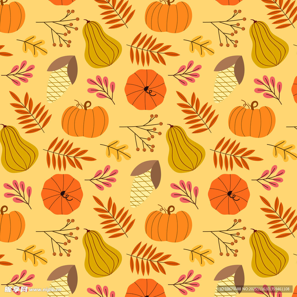 秋季水果树叶图案背景