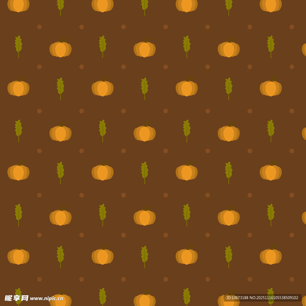 橙色圆点绿叶图案背景