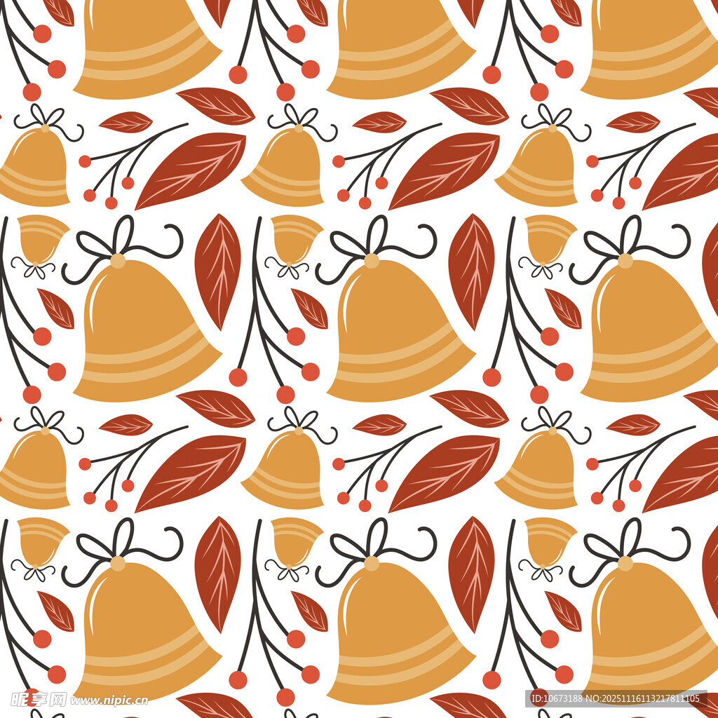 铃铛树叶图案的精美背景