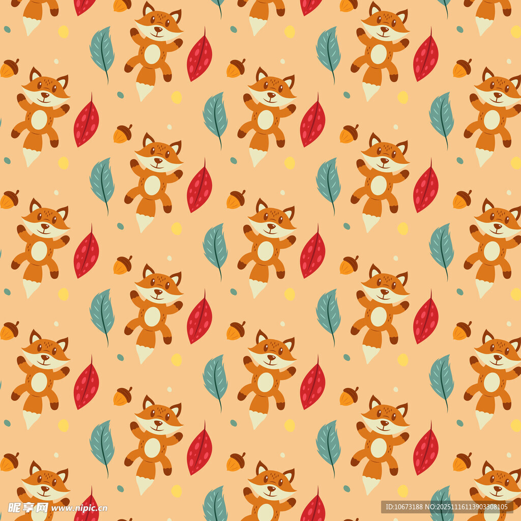 可爱动物图案背景纹理