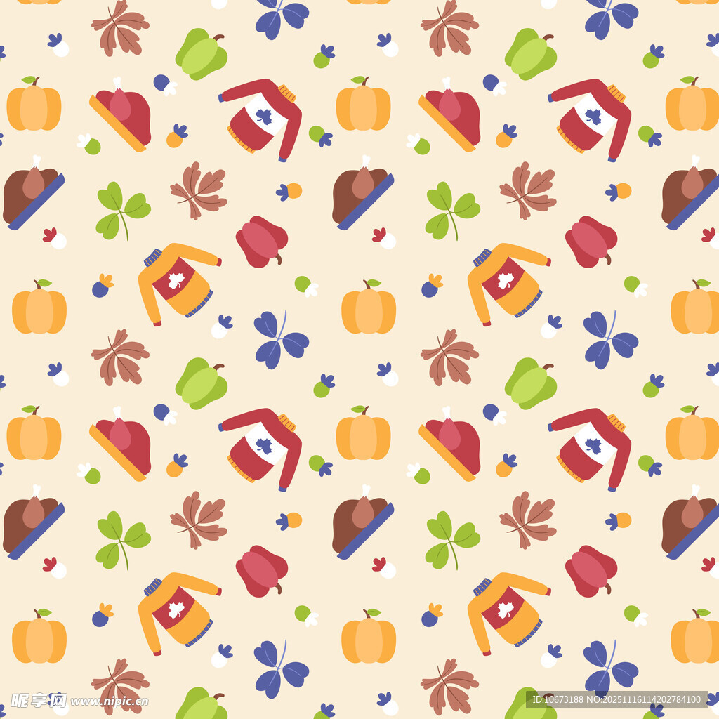 秋季元素无缝图案背景