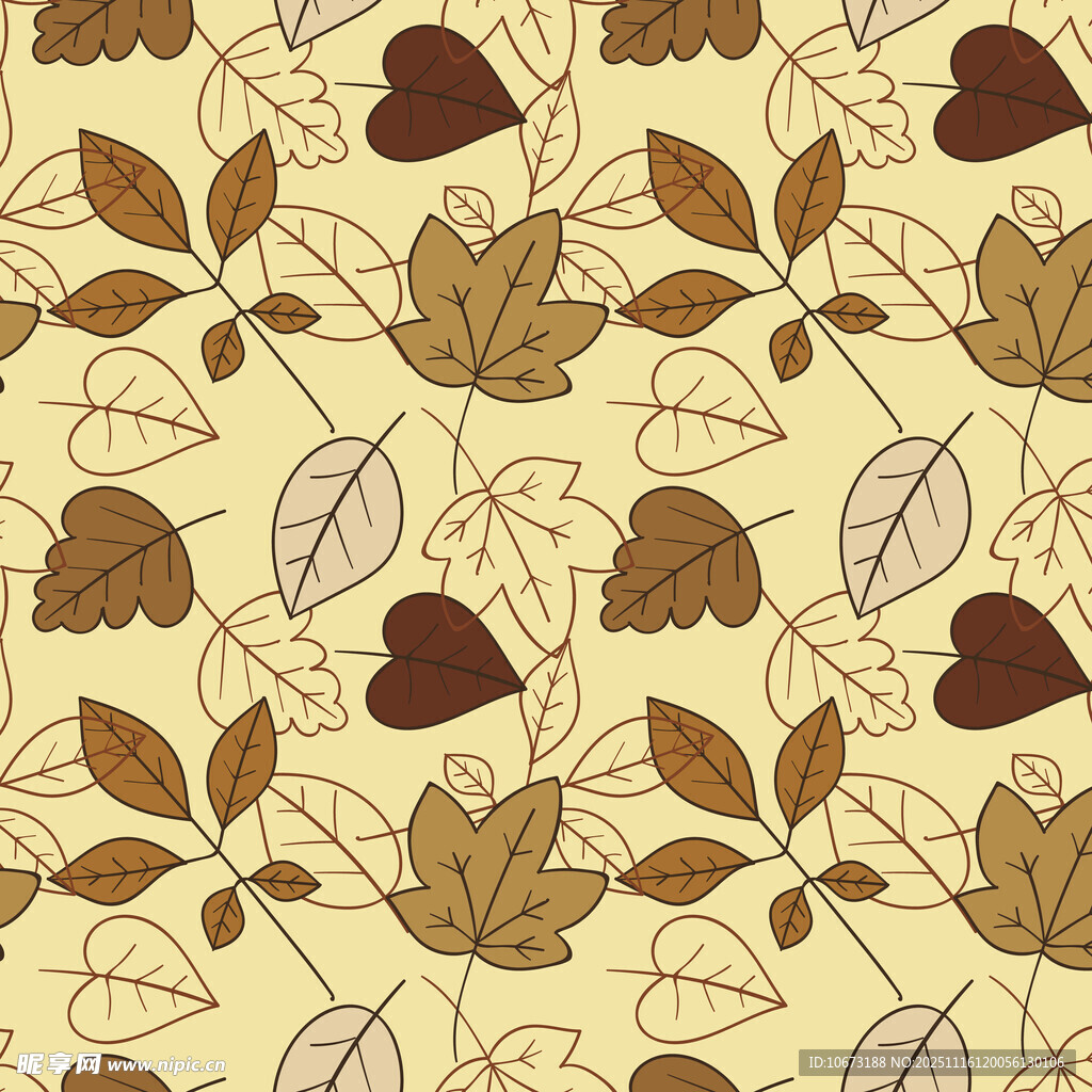 秋季树叶心形图案背景