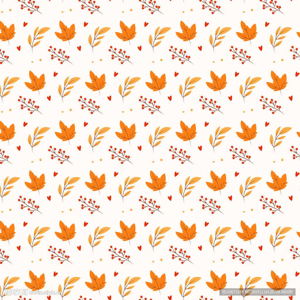 橙色飞鸟花卉图案背景