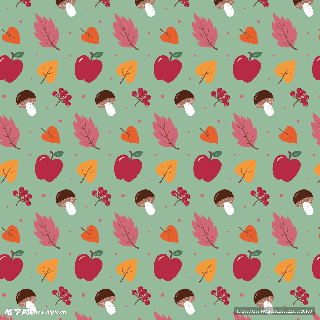秋季水果树叶图案背景