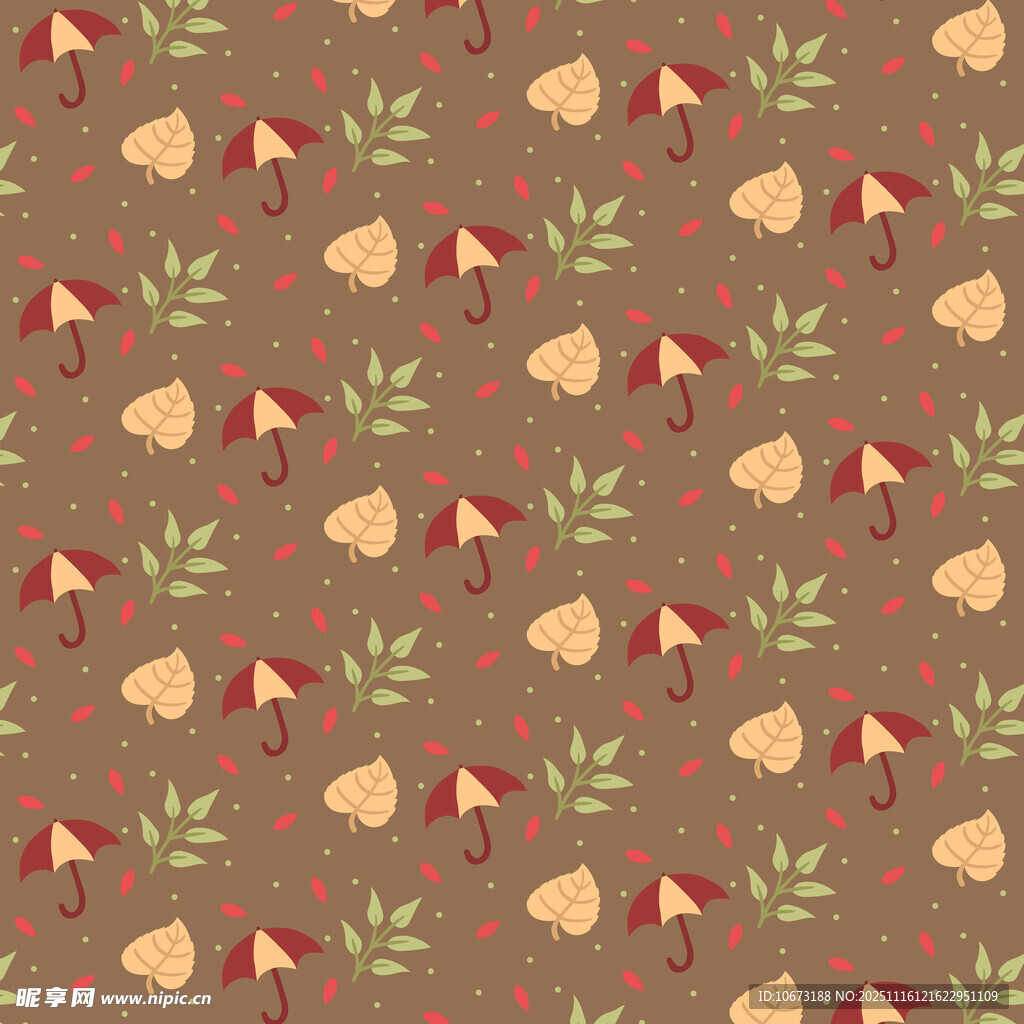 复古风树叶雨伞图案背景
