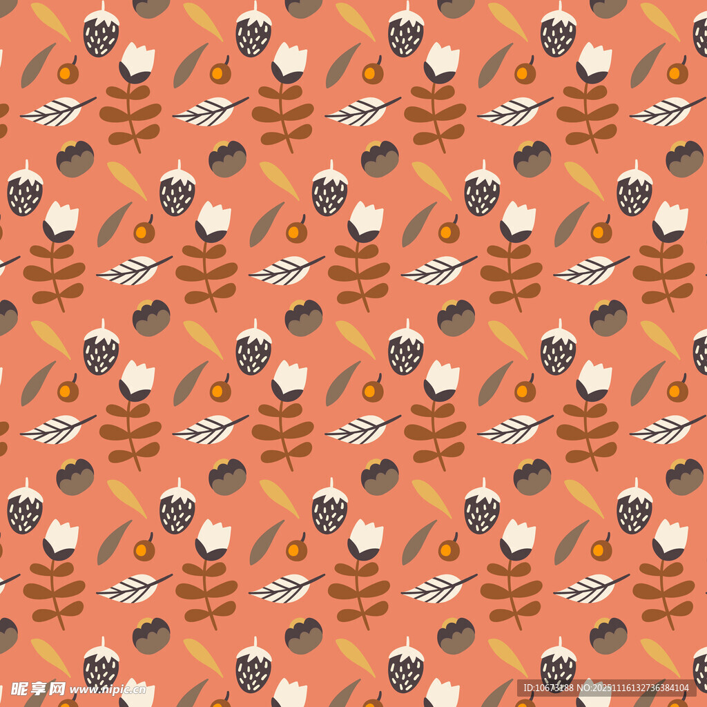 橙色背景的卡通物品图案