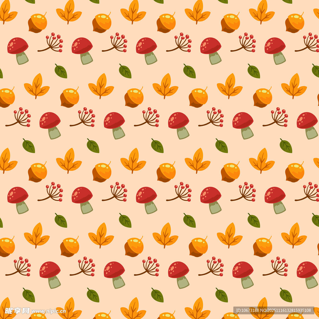 秋季水果树叶图案背景