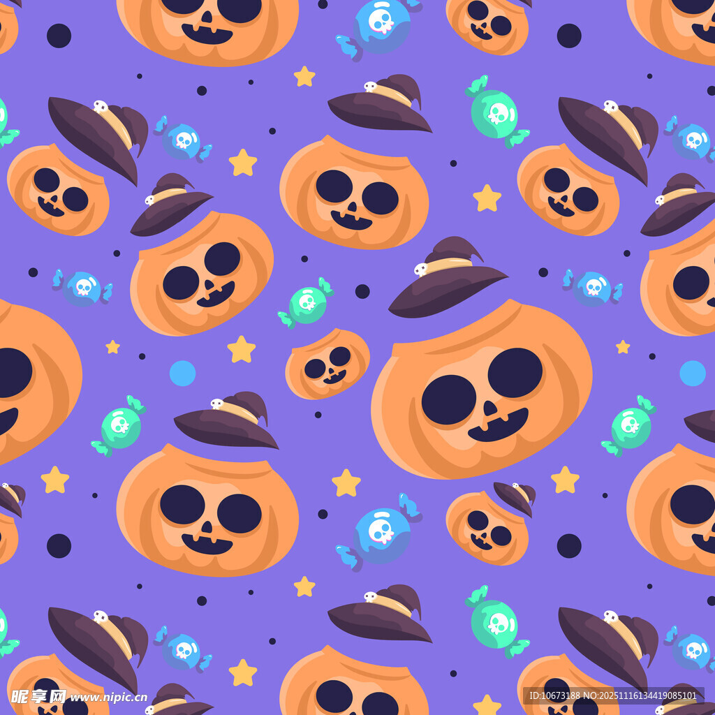 紫色背景的南瓜幽灵图案