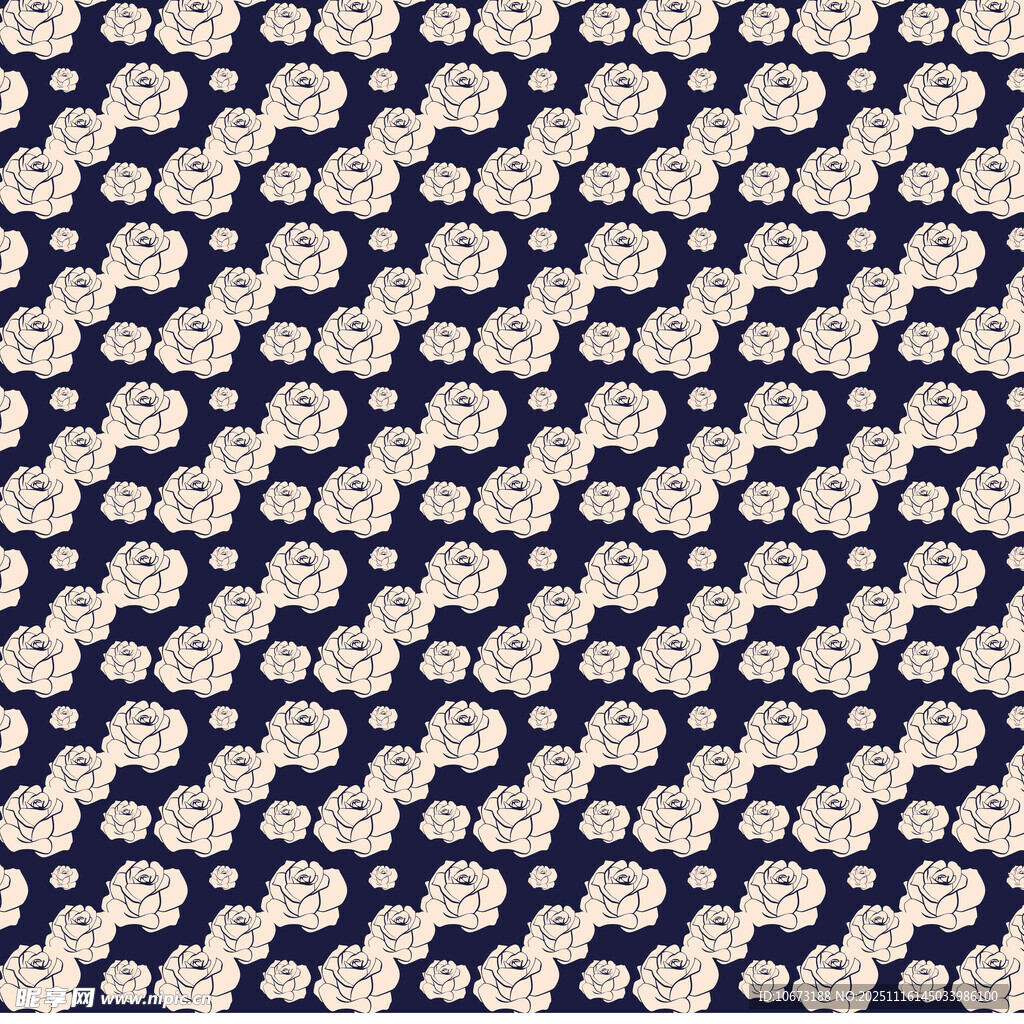 蓝底白花几何图案面料