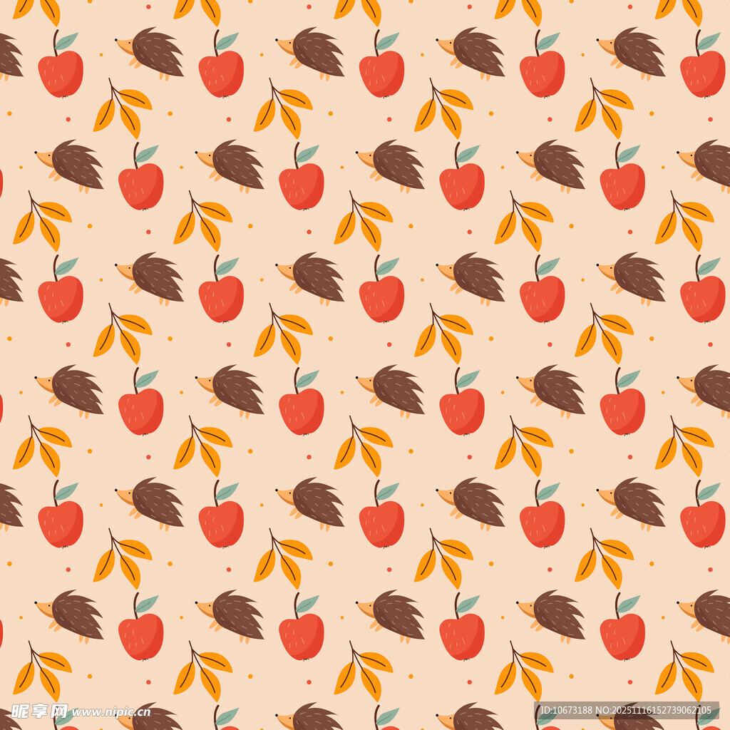 秋季水果树叶无缝图案
