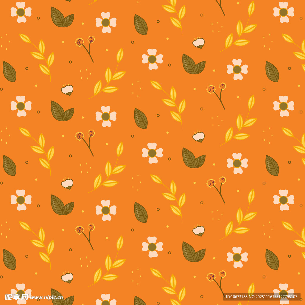 橙色花卉图案背景纹理