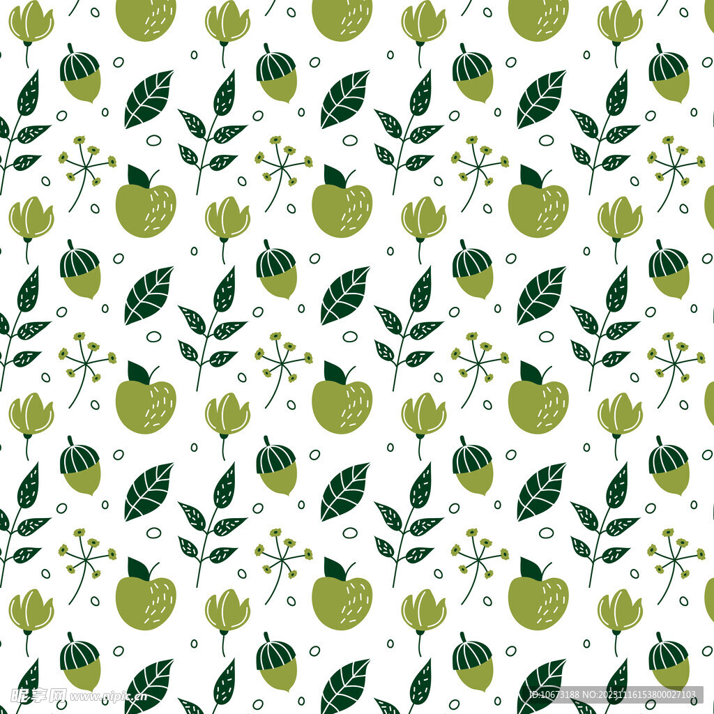 清新苹果绿叶图案背景