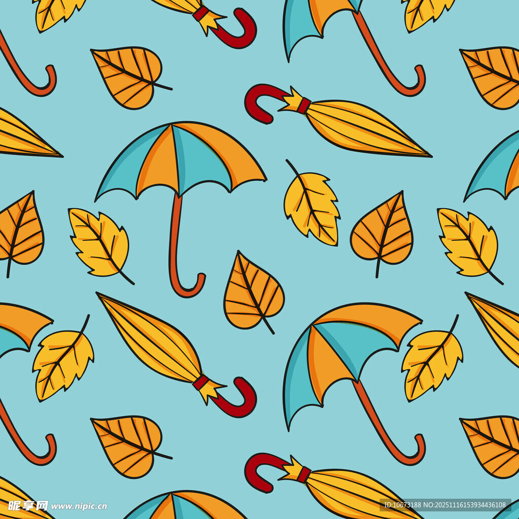 秋季雨伞树叶图案背景