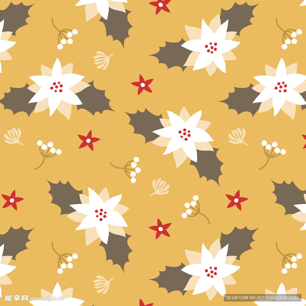 黄色背景花卉图案纹理