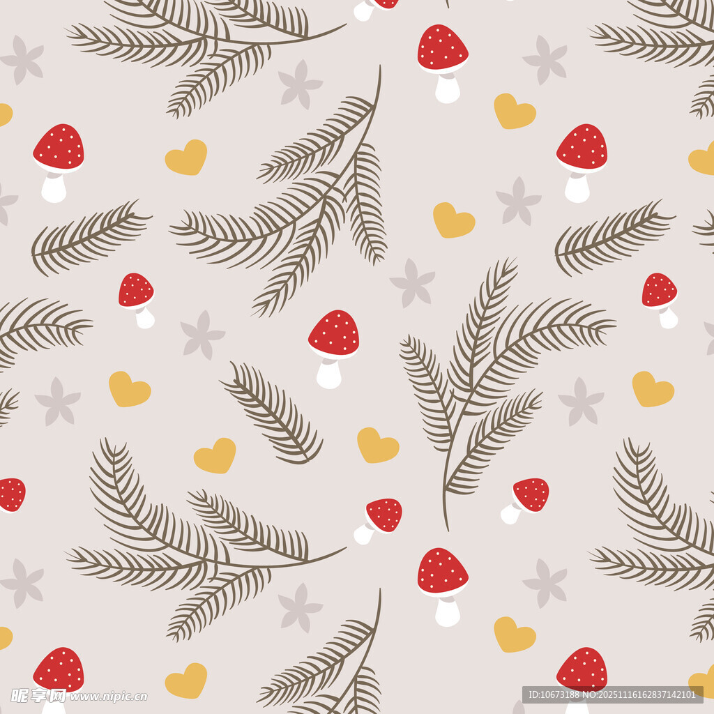 圣诞风植物爱心图案背景