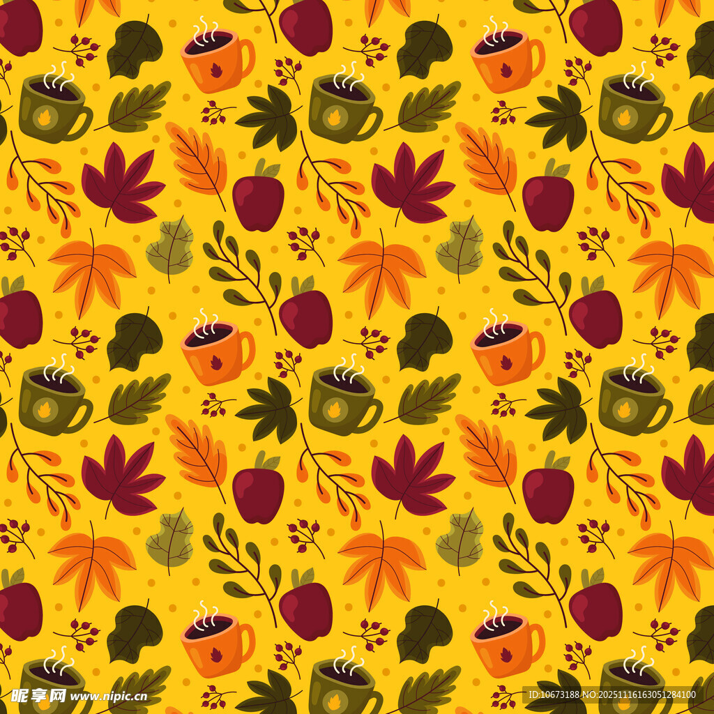 秋季花卉果实图案背景