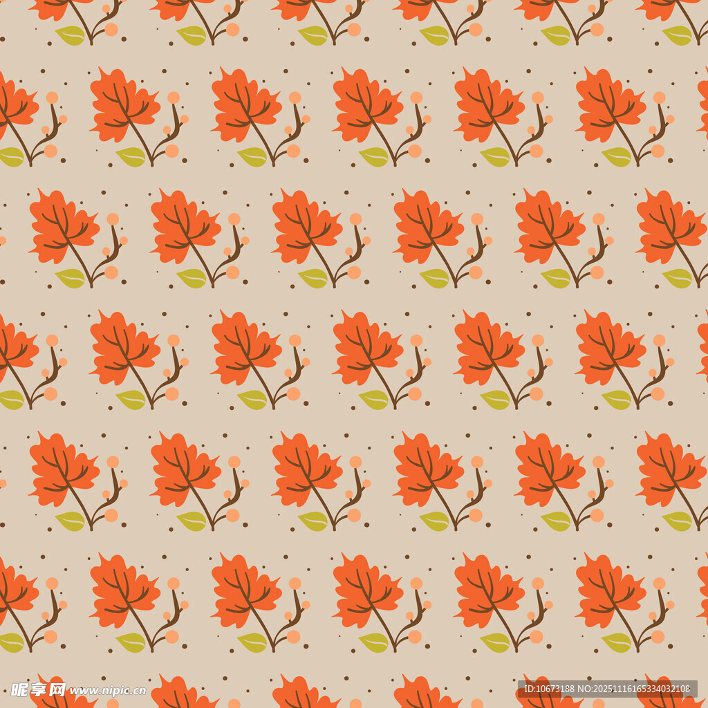橙色花卉图案背景纹理