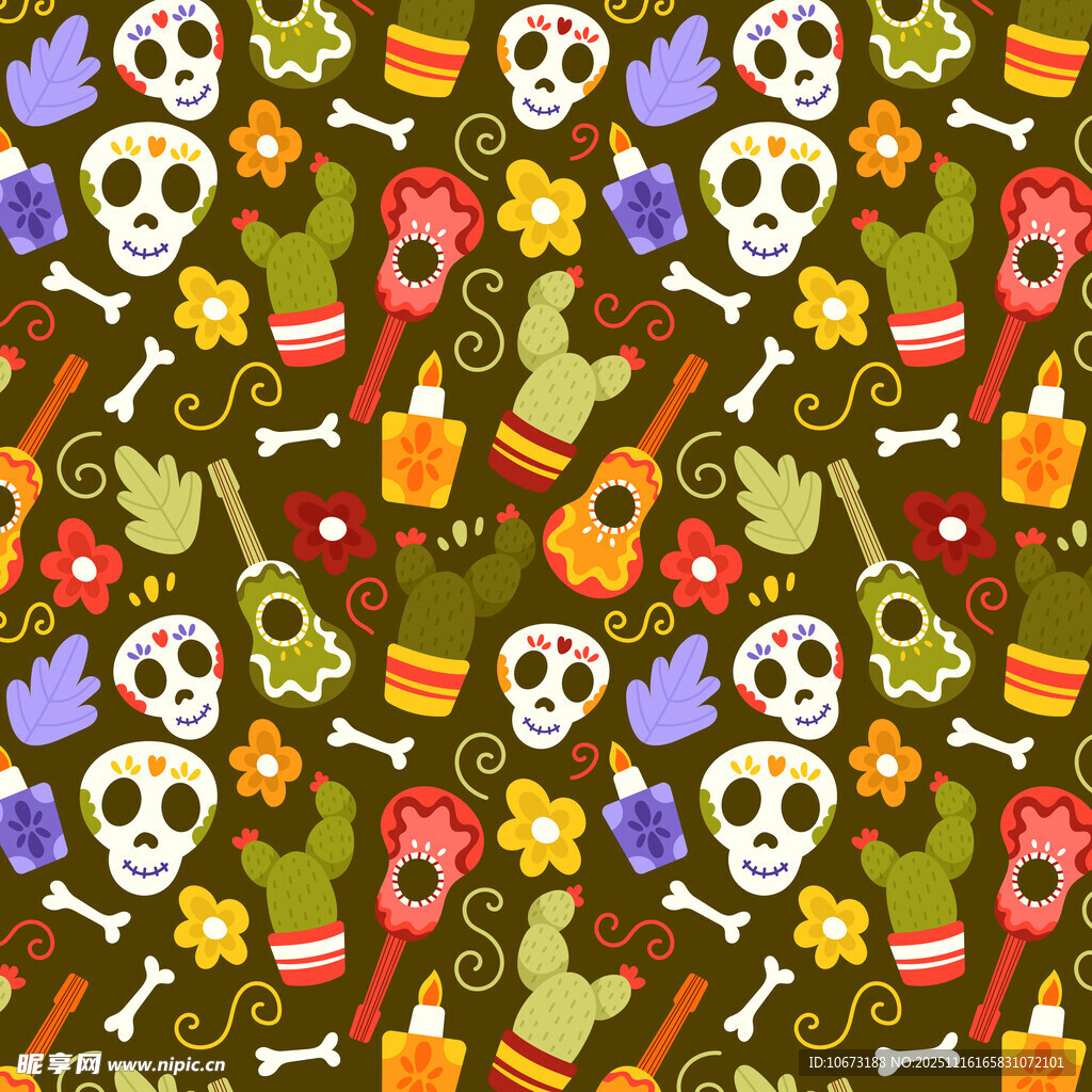 多彩万圣节元素图案背景