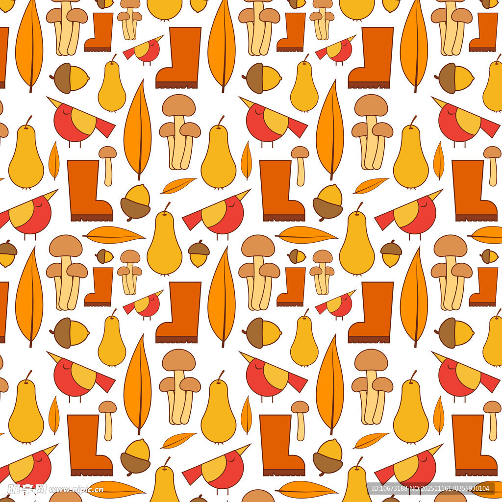 秋季元素无缝图案背景