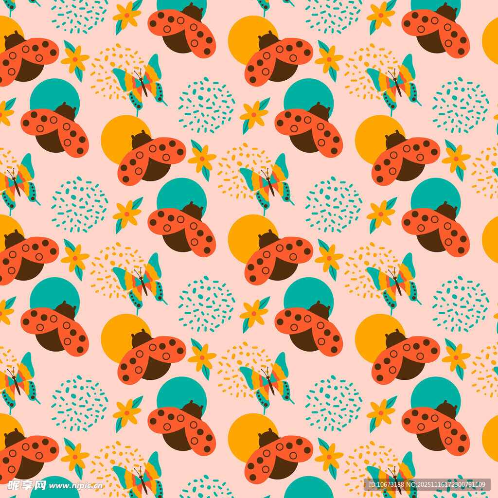 多彩卡通图案无缝背景