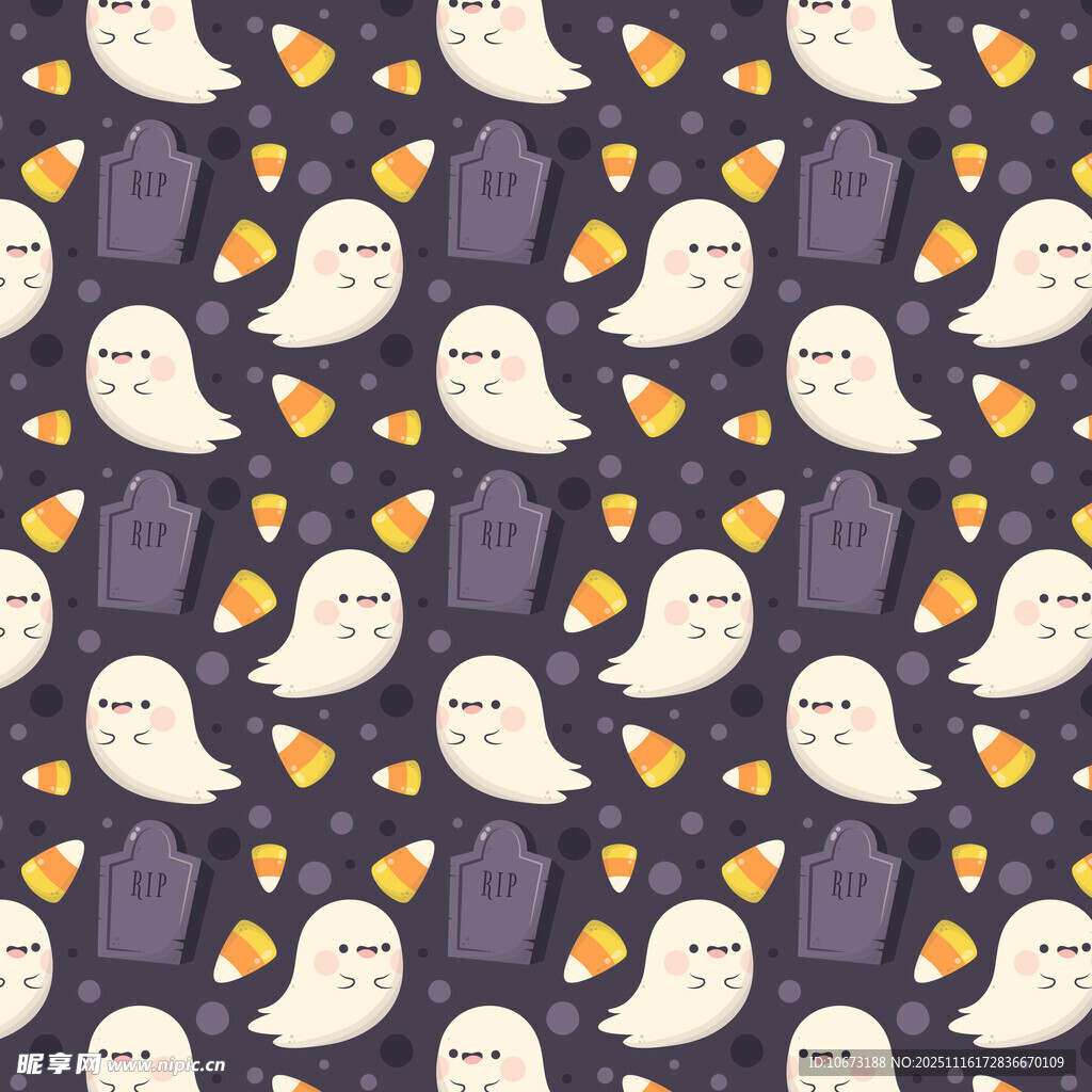 万圣节幽灵糖果图案背景