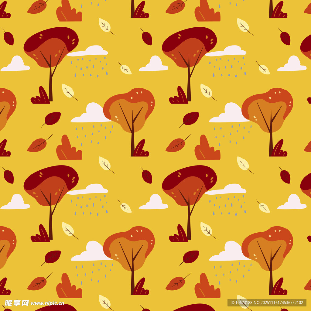 秋日风景无缝图案背景