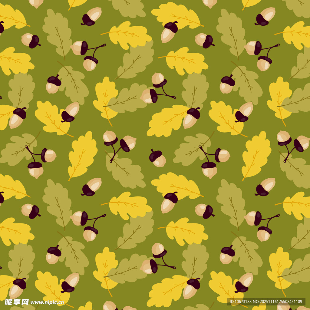 秋季橡果树叶图案背景