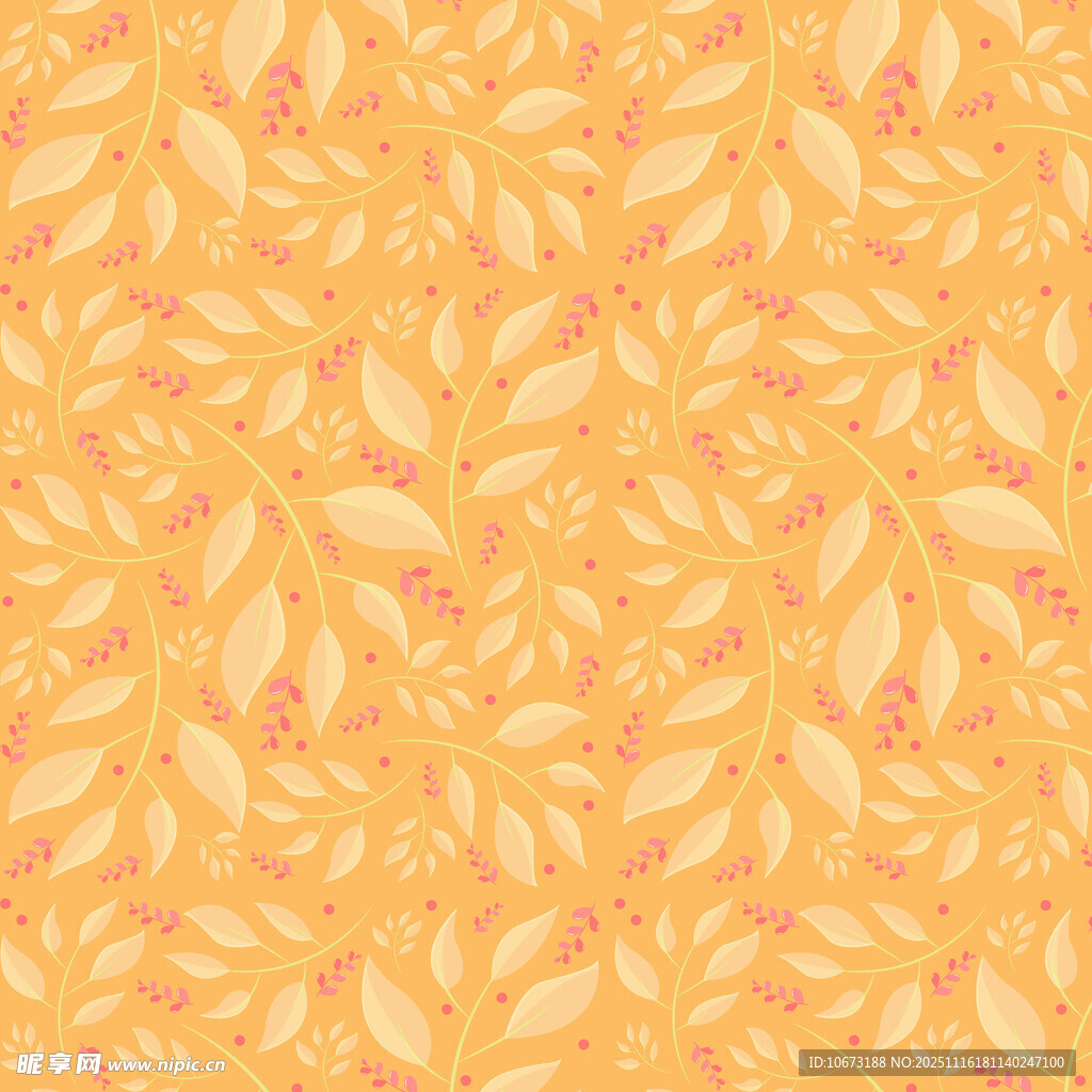 暖黄色树叶图案背景