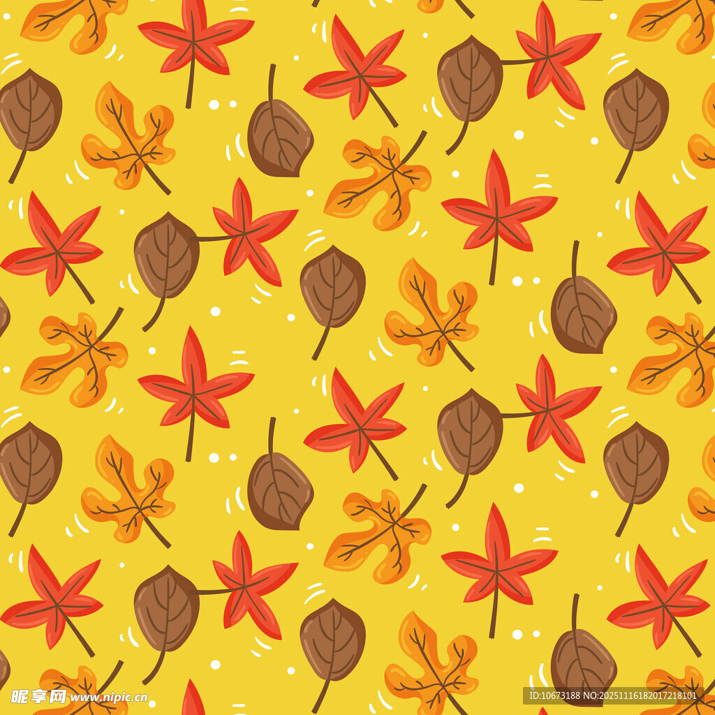 秋日枫叶橡果图案背景
