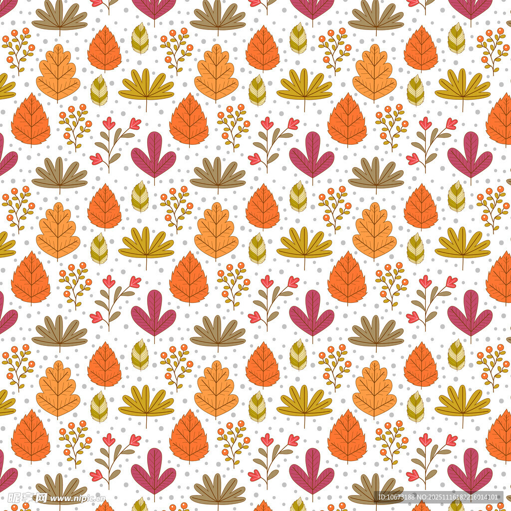 秋季花卉树叶图案背景