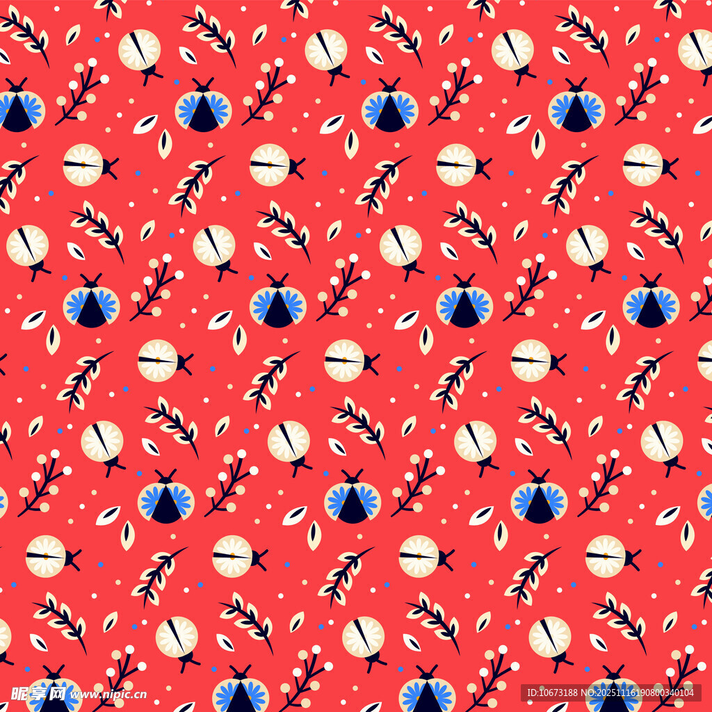 红色圣诞元素无缝图案