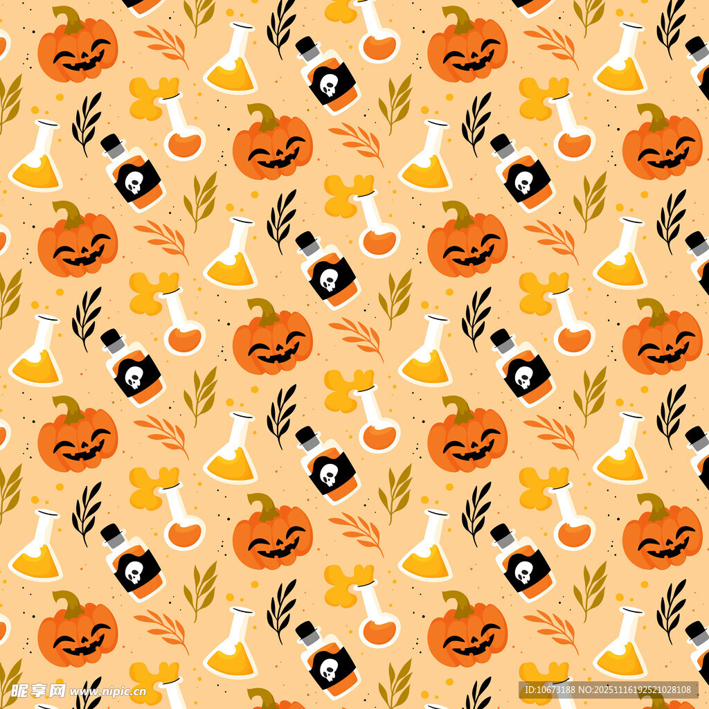 万圣节南瓜糖果图案背景