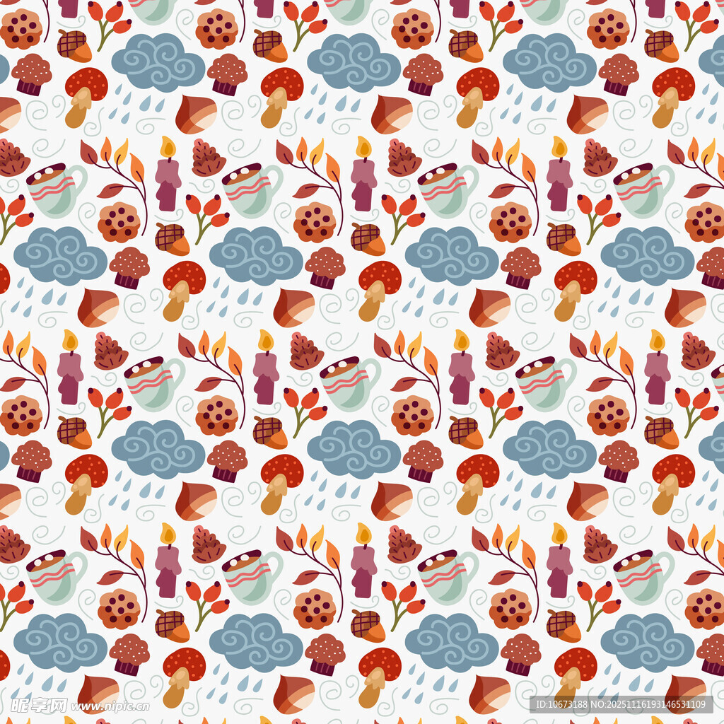 多彩卡通图案无缝背景