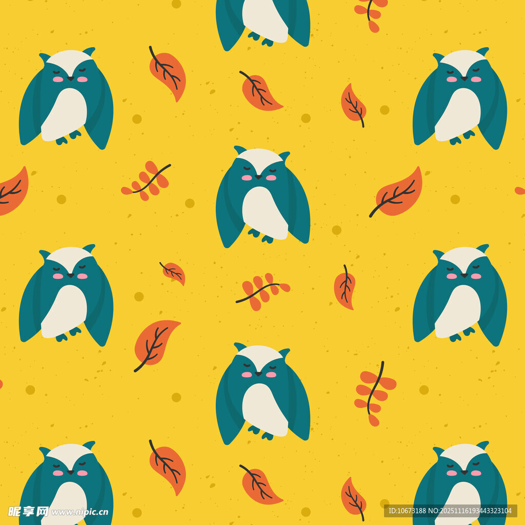黄色背景猫头鹰图案设计