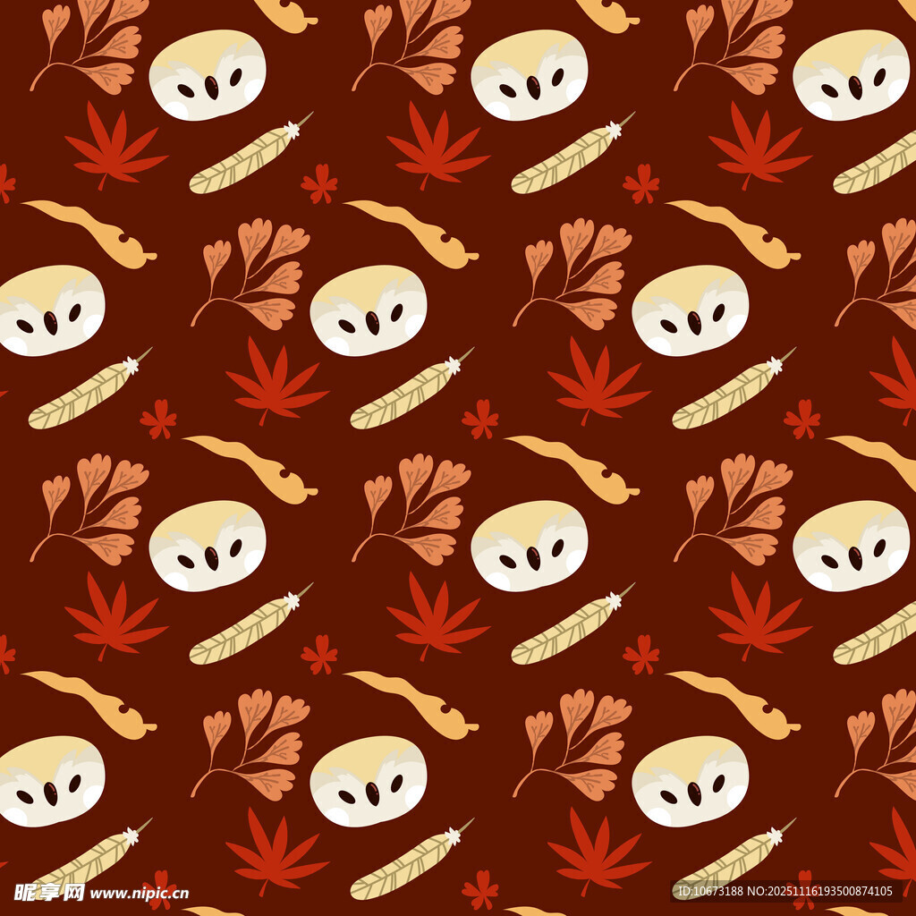 万圣节主题秋叶骷髅图案