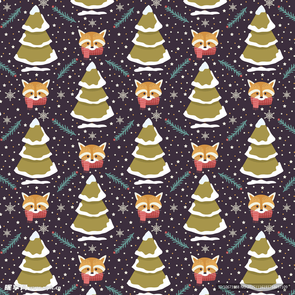 圣诞主题图案无缝背景