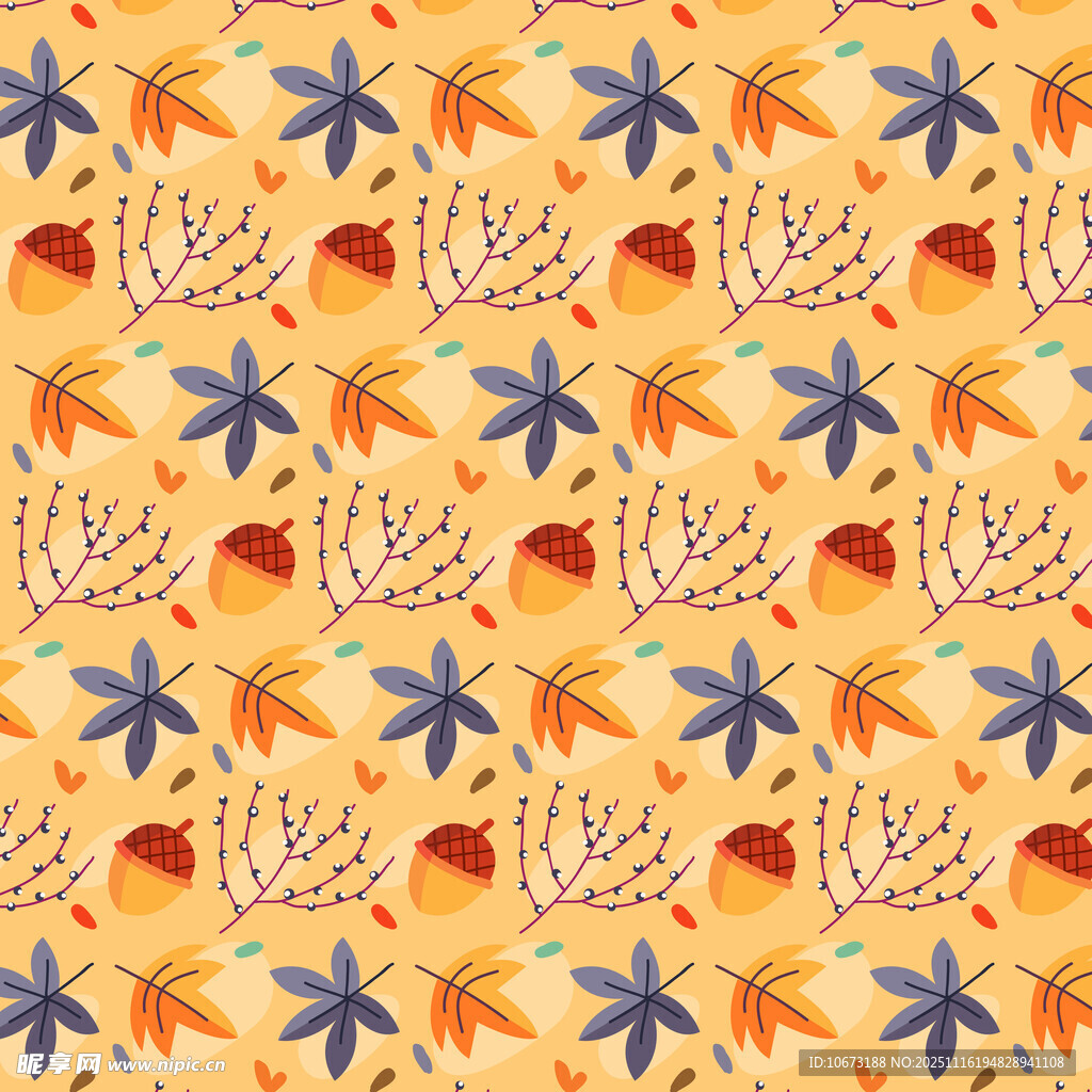 秋季元素无缝图案背景