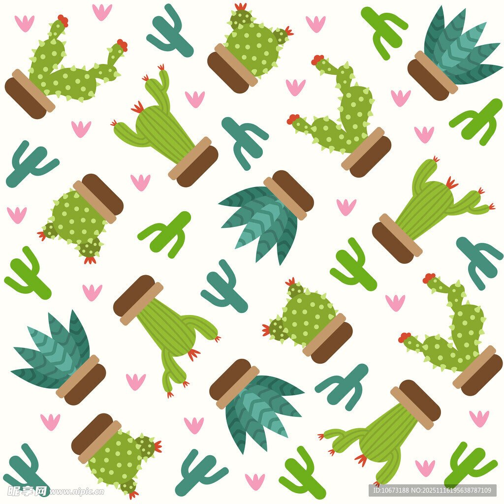 可爱仙人掌图案背景