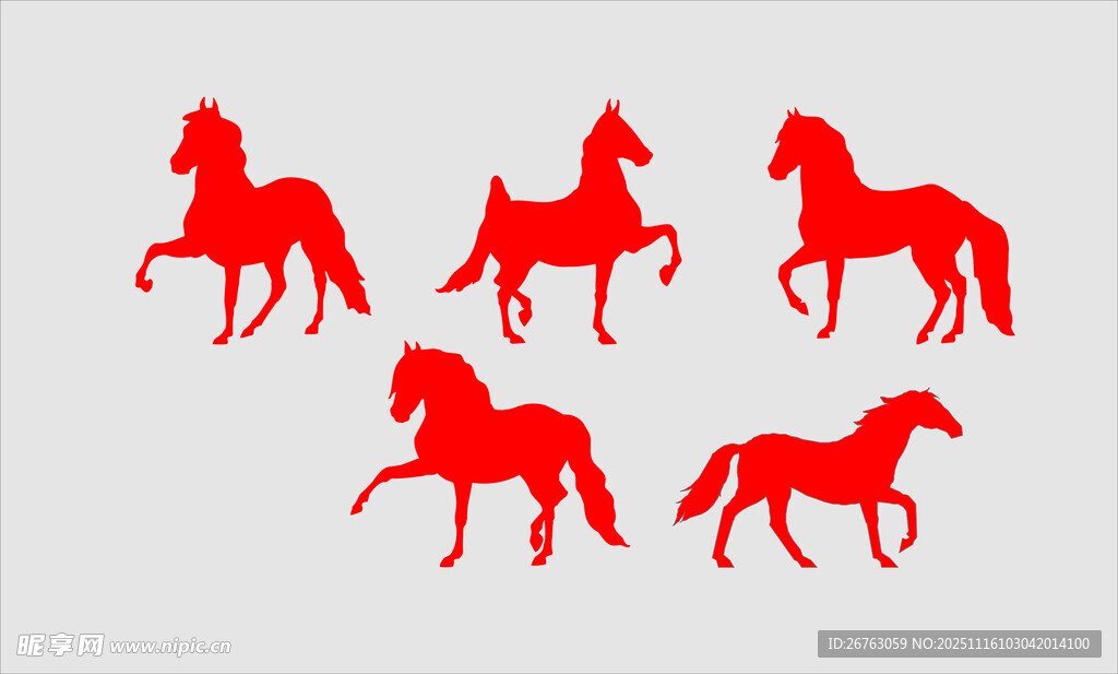 红色剪影骏马