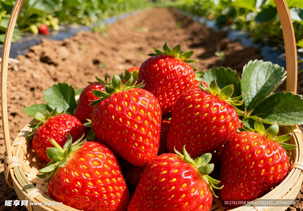 竹篮中的草莓