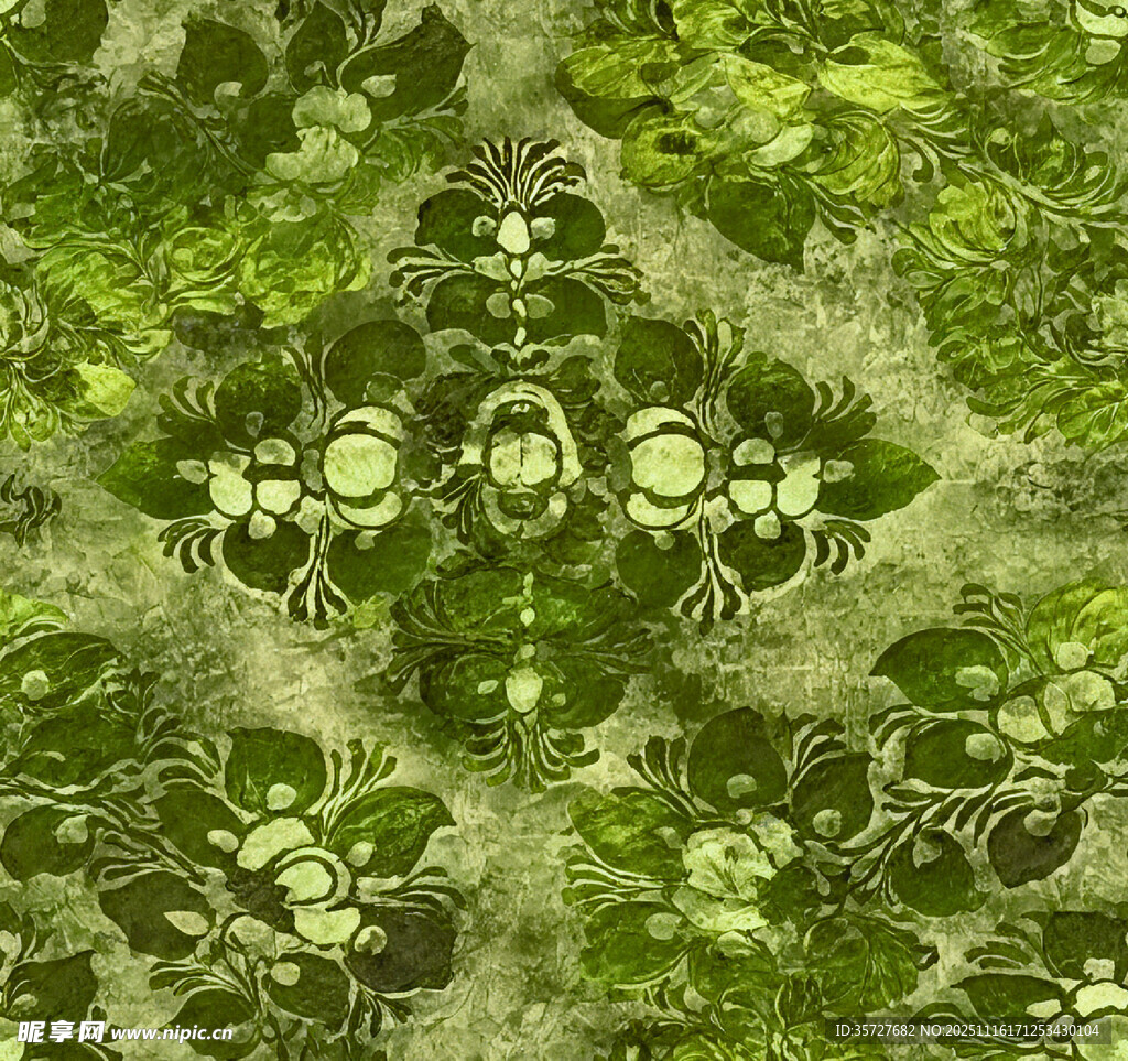 翠绿植物对称纹理图案