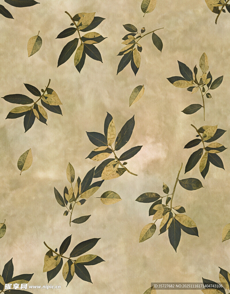 树叶图案复古风纹理背景