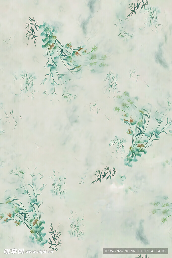 淡绿花卉纹理背景图